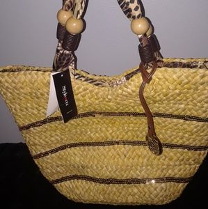 Style & Co Lemon Curry Straw Tote